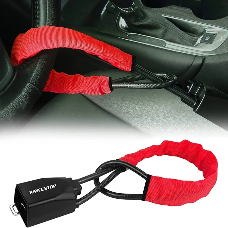 

Car Steering Wheel Steel Lock Seat Belt Anti-theft Lock With 2 Keys Anti-theft Device Easy Installation Fit Most Car SUV