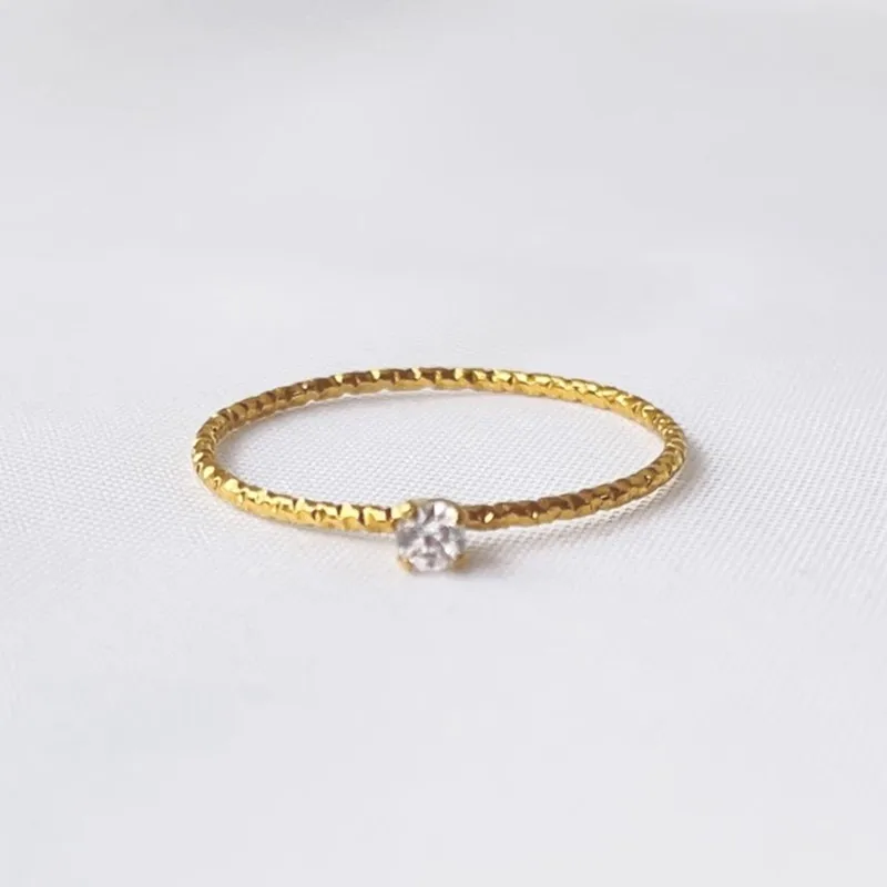 4mm Single CZ Stainless Steel Thin Ring Wedding Band for Women Girl Size 4-10