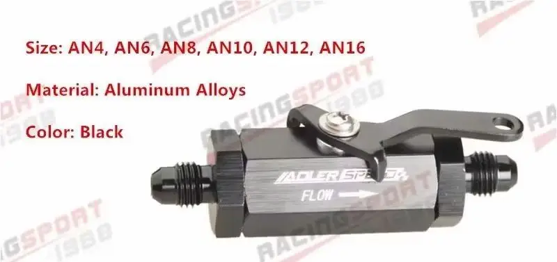 

-4AN 6AN 8AN 10AN 12AN 16AN Aluminum Alloy Shut Off Valve Cut Off Fitting BLACK