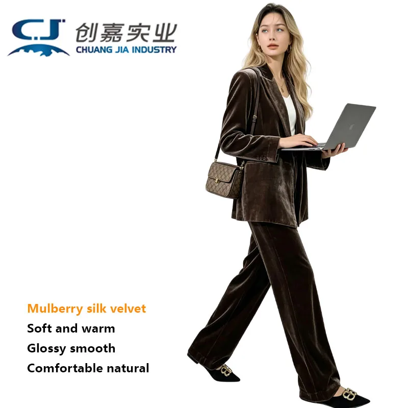 

100% Silk Velvet Women's Set 2 Pieces Mulberry Silk Light Luxury Women's Temperament Fashion Elegant Large Size 3XL Good quality