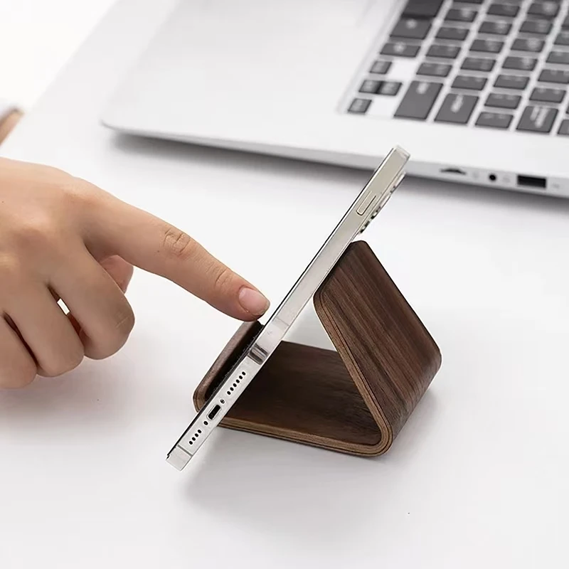 1PC Multifunctional Solid Wood Phone Holder Front Desk Business Card Display Rack Creative Home Office Desktop Decoration
