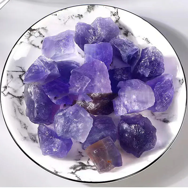 Natural Raw Blue Purple Fluorite Rock Home Decor Brilliant Irregular Rough Healing Quartz Crystal Chakra Gemstone Chunk Specimen