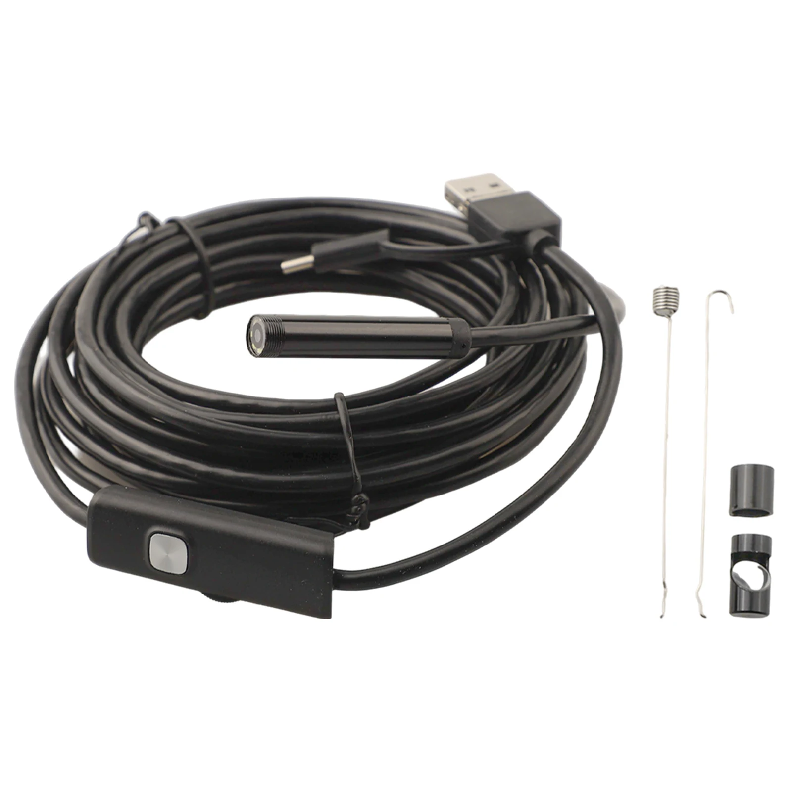 

3 In 1 USB C Compatible Borescope Fiberscope 5 Meter Borescope 3-in-1 Borescope 1200P Resolution 5M Hard Wire Length