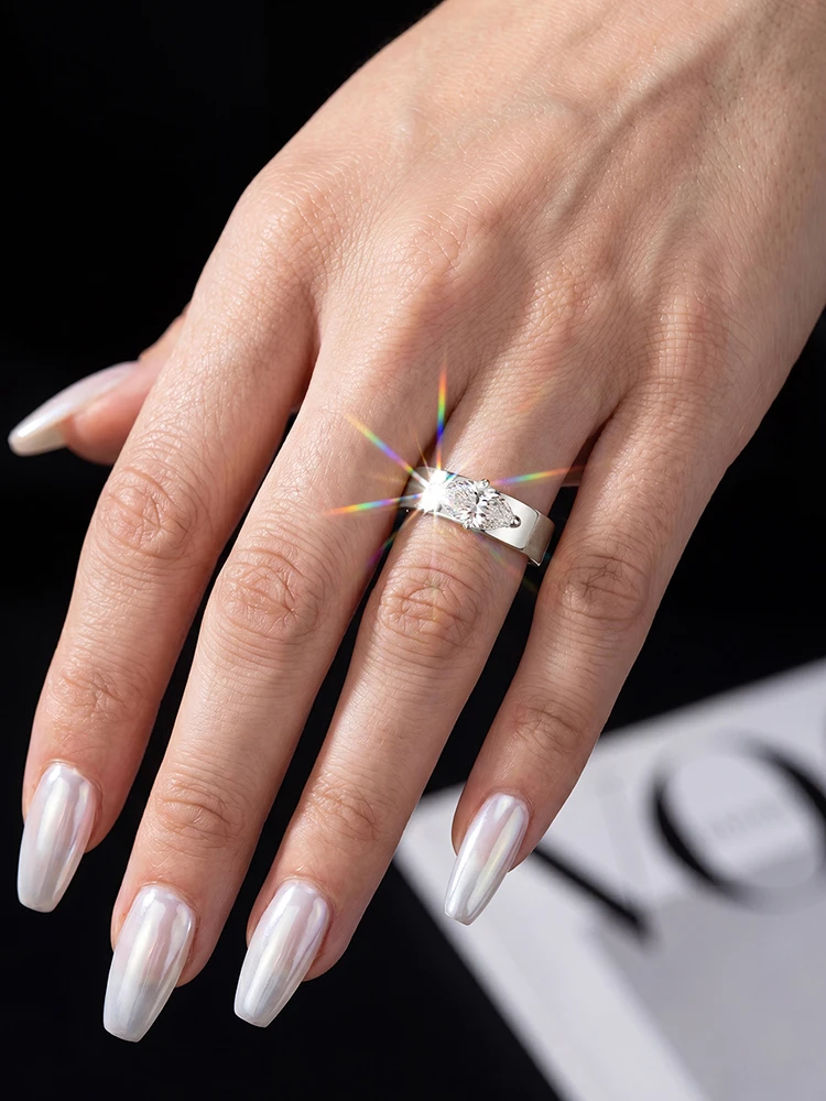 Wunderschöner Vintage-Eleganter 1CT Moissanit-Diamant Marquise-Verlobungsring für Damen, Party-Luxus-Schmuck von hoher Qualität – Detail 4