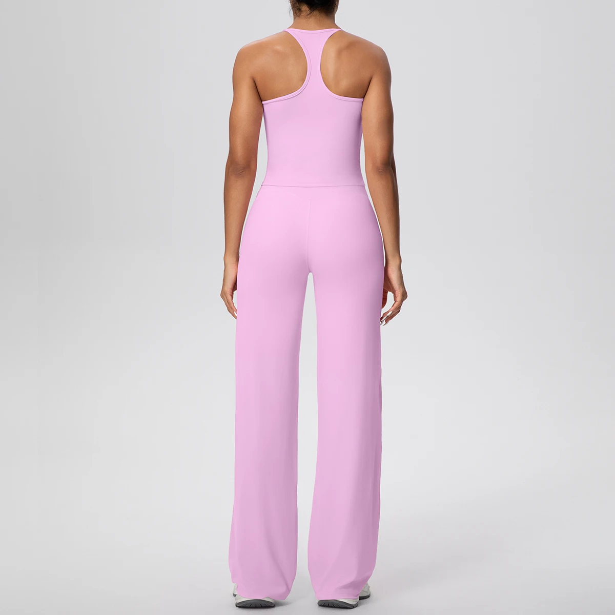 2Pieces/set Sports Fitness Clothing Yoga Set Woman Backless Shock-absorbing Running I-shaped Vest Thin Wide Leg Pants Yoga Set image 4
