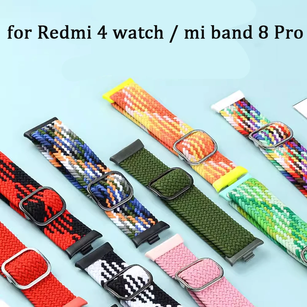 for Xiaomi Redmi Watch 4 Strap Elastic Adjustable sport Nylon Braided wrist Replacement belt correa bracelet Miband 8 pro band