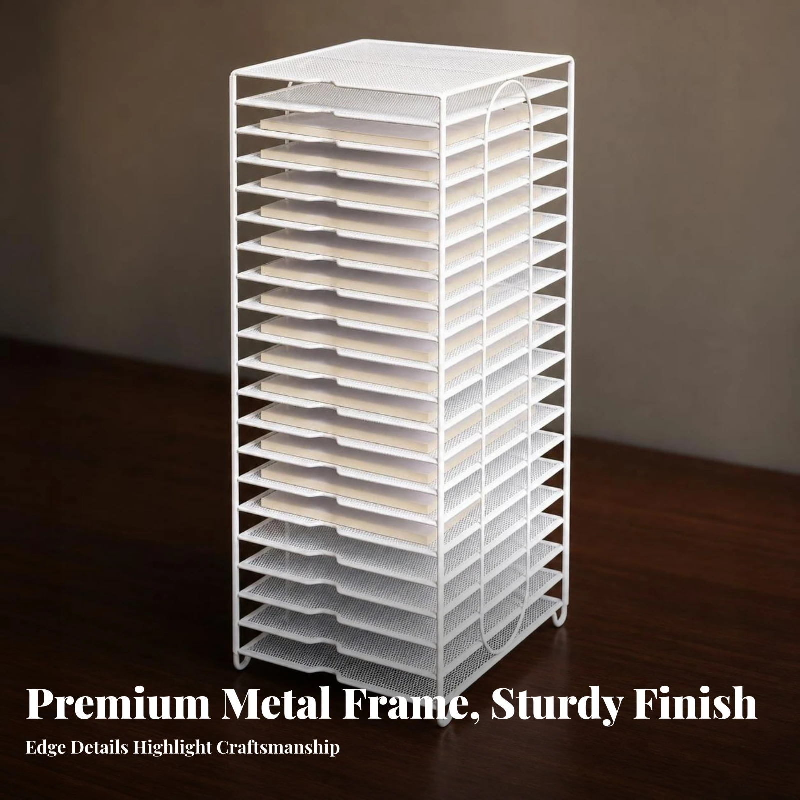 Document Rack with 20 Tiers Vertical Document Storage Rack Desktop Organizer Long-Lasting Paper Tray Easy to Assemble