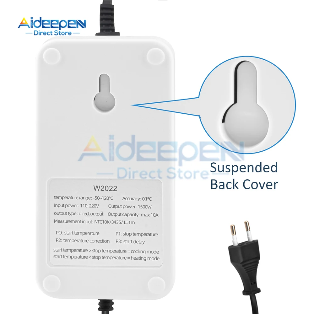 W2022 ترموستات 1500 واط شاشة LED رقمية ذكية متحكم في درجة الحرارة بالكمبيوتر الصغير AC110/220 فولت الولايات المتحدة/الاتحاد الأوروبي التوصيل الحرارة والباردة