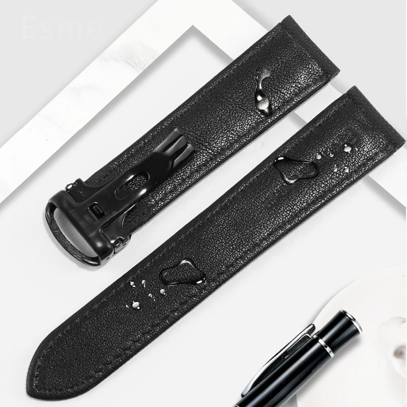 Нежный выбранный дышащий, приятный для кожи нейлоновый ремешок для часов Cartier Tank Must Black Bay London 18, черный холщовый ремешок 20 мм