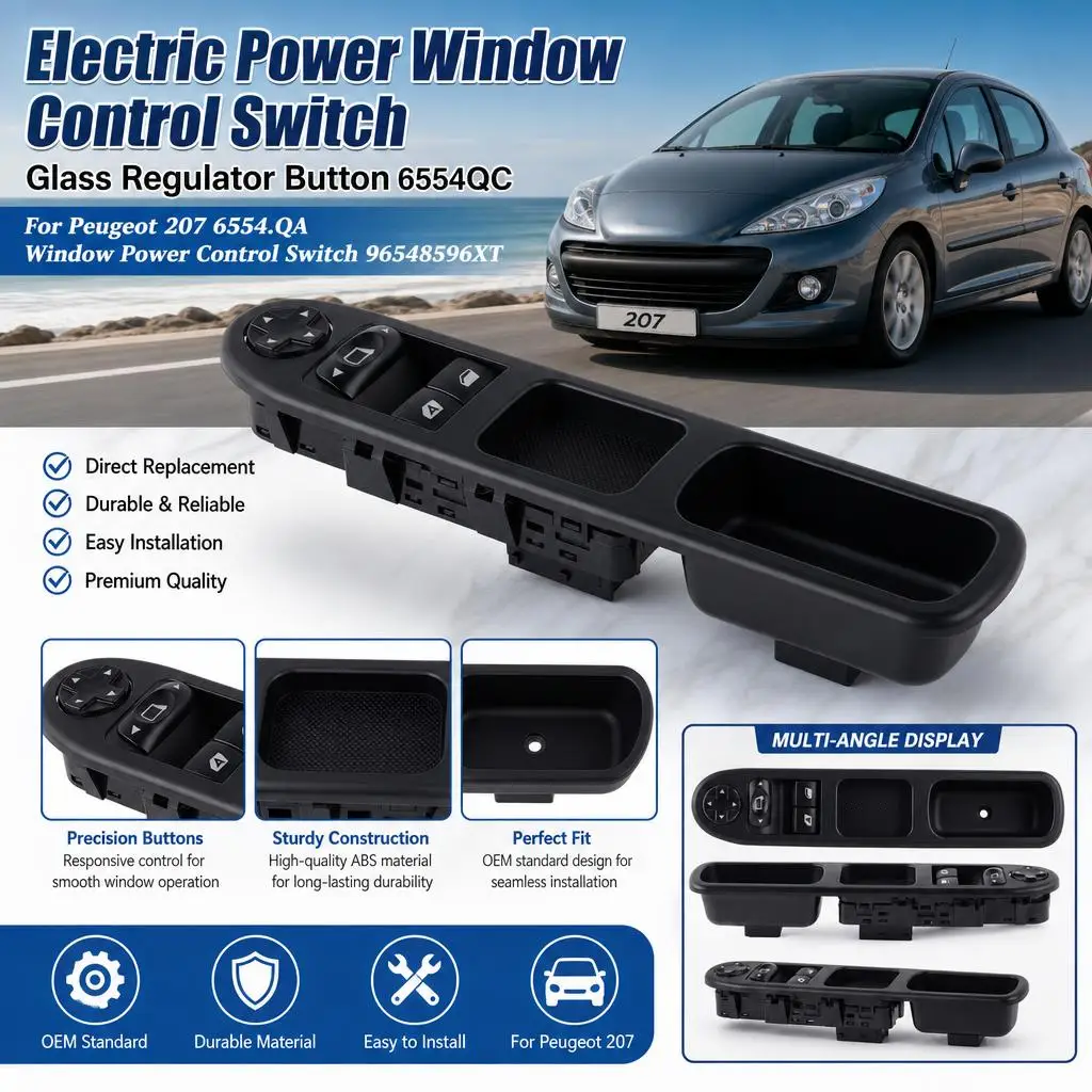 Image of Elektrischer Fensterheberschalter 6554QC für Peugeot 207 6554.QA Fensterheber-Steuerschalter 96548596XT