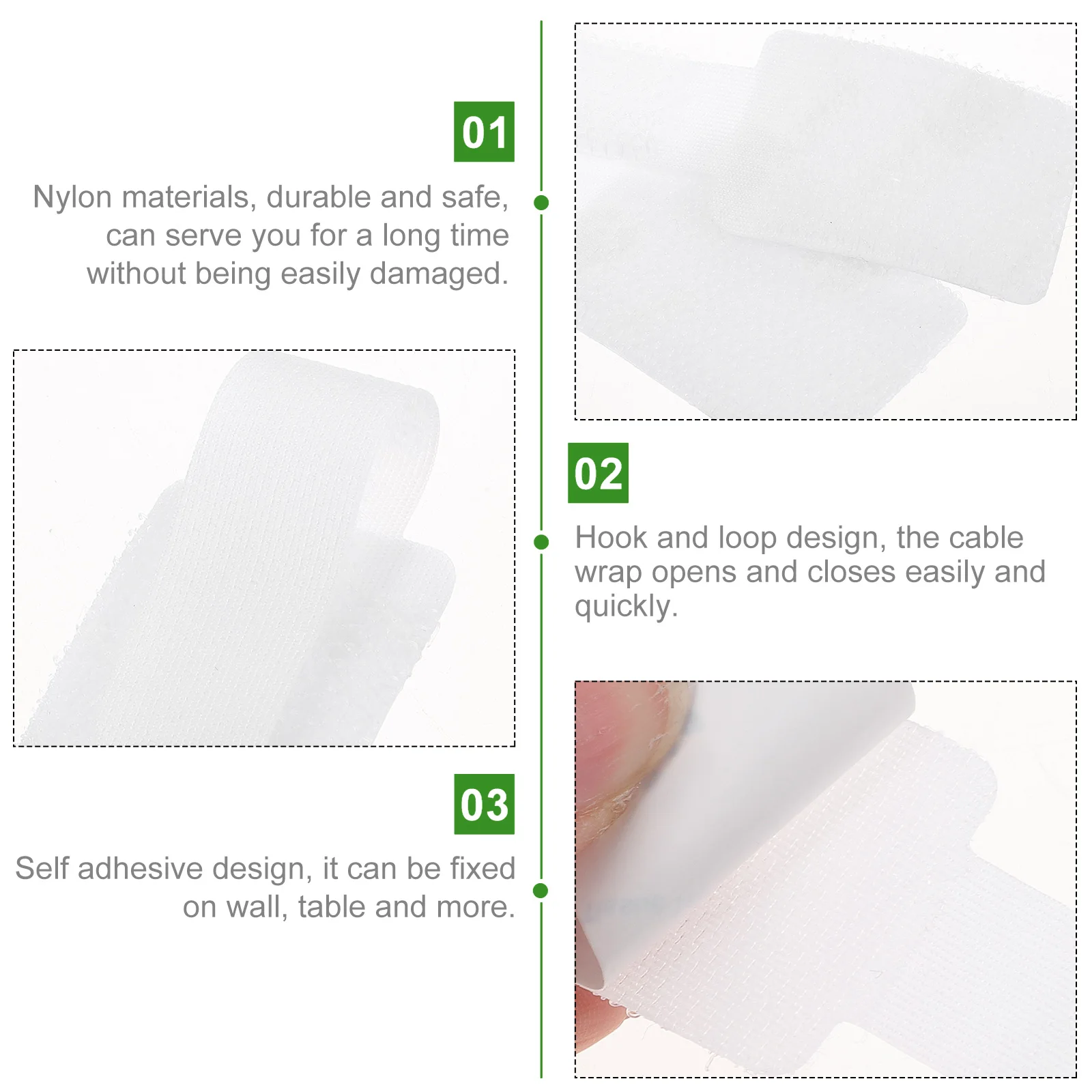 

40pcs Cable Manager Reusable Adhesive Polyester Straps Wire Organizer Durable Ties Hooks Loops Cord Wrappers Management Straps