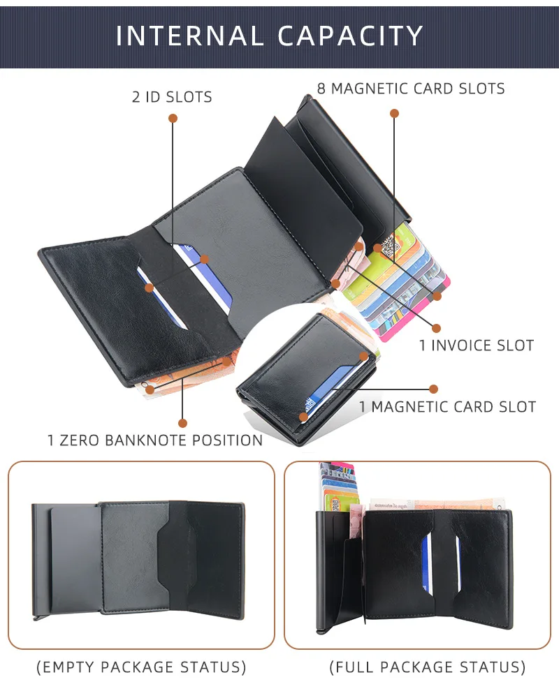 Business Magnetic Card Solt Case for Magsafe Functions Phone Case Card Holder Wallet Luxury PU Leather Men Slim Purses Pocket