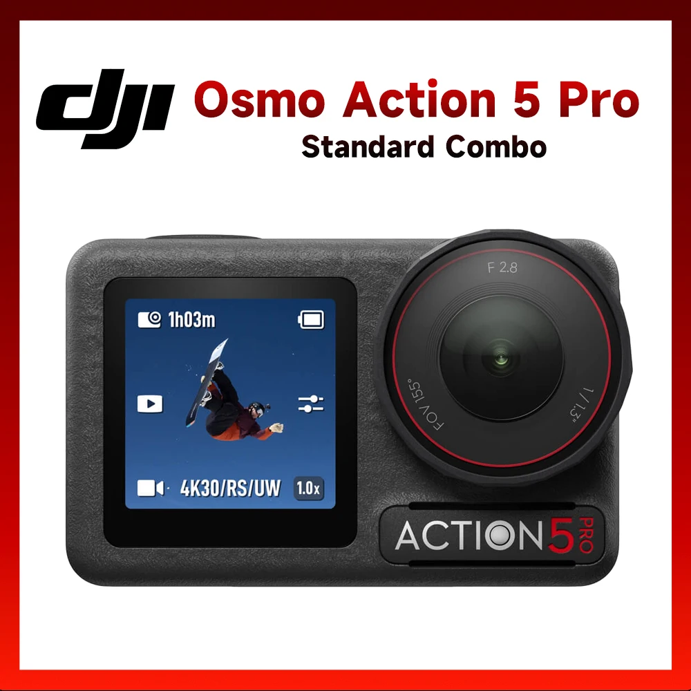 DJI Osmo Action 5 Pro Camera 1/1 .3Sensor 4hrs Extended Battery OLED Touchscreens Audio Recording with Dl Microphone Connection