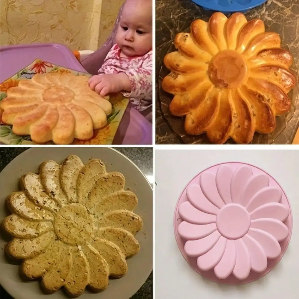 Silicone Sunflower Baking Tray Chocolate Pizza Tray Baking Bread Cake Making DIY Baking Cookie Mold Kitchen Pastry Decoration