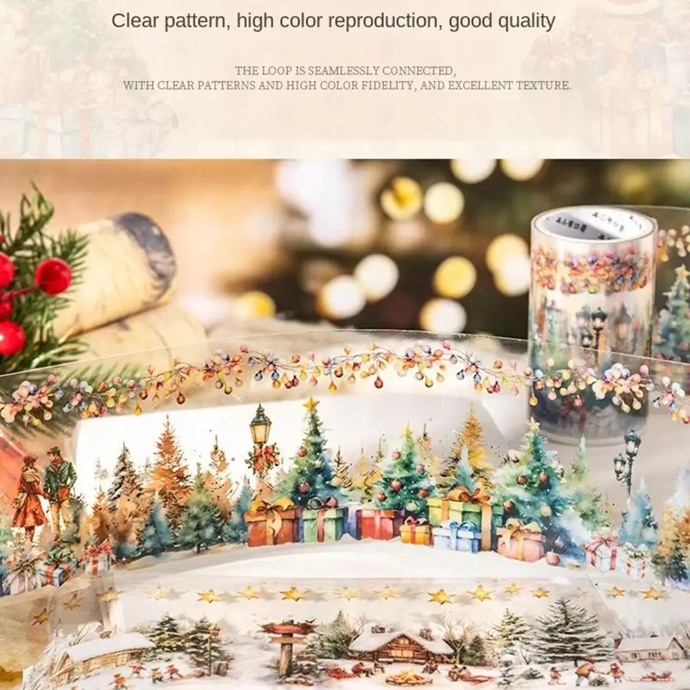 65mm * 2m/roll Christmas Eve Series PET Sticker Creative Scrapbook DIY Diary Stationery Aesthetics Sticker Masking Handmade Q1F8