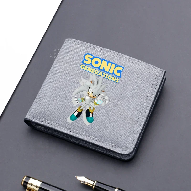 Sonics Portafogli da uomo Portafogli da uomo Cartoon Anime Stampa grafica Borsa carina Porta carte portatili di grande capacità Regali per feste di compleanno