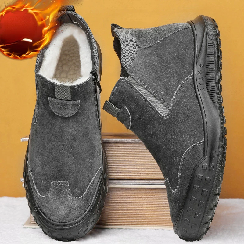 New Men's Boots Waterproof Winter Boots Men's Lightweight Shoes Thickened Non-slip Warm Snow Boots Plush Men's Shoes Footwear