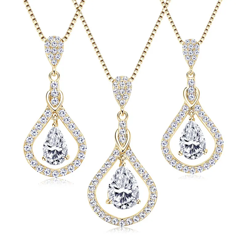 

AINUOSHI Women Party Wedding Necklace S925 Sterling Silver Necklaces 1ct/1.5ct/2ct Moissanite Certified Droplet Pendant Jewelry