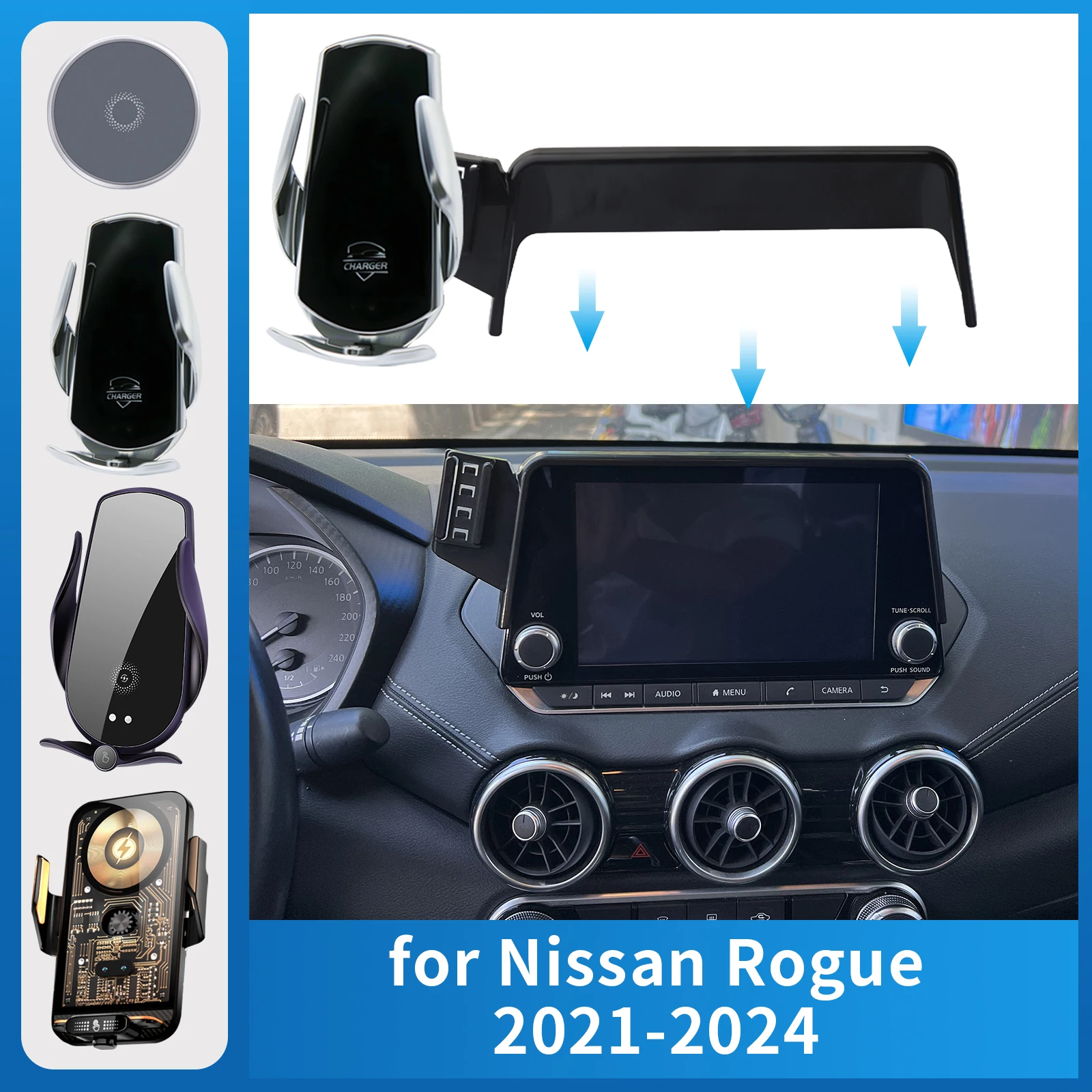 

Автомобильный держатель телефона для Nissan Rogue 2021-2024 T33, 8-дюймовый кронштейн для зарядки GPS, навигационная подставка, автоаксессуары