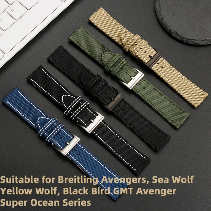 

Suitable for Breitling Avengers, Sea Wolf, Yellow Wolf, Black Bird GMT Avenger Super Ocean Series Leather Watch Band 22m