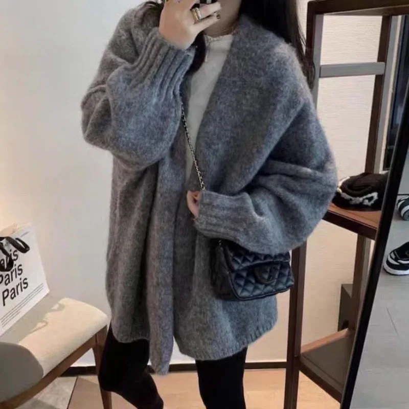 Xpqbb Vintage Loose Women Cardigan Sweaters Harajuku Lazy Wind Autumn Winter Long Sleeve Knit Coat Female Casual Wild Cardigans