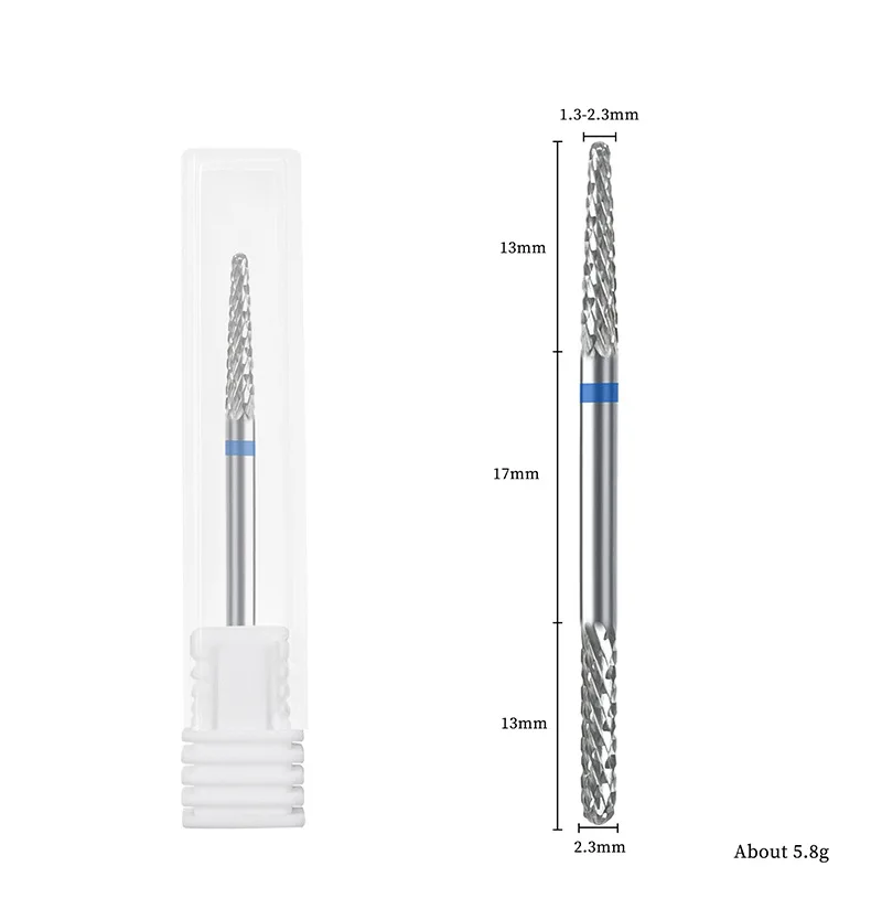 Double Head Cuticle Drill Bit 3/32" Professional Pointed/Round Head Tungsten Carbide Nail Bit F/M for Nail Electric Drills