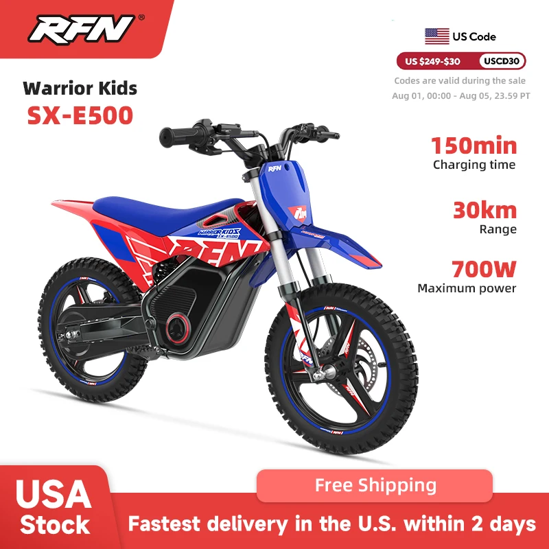 Vélo tout-terrain électrique RFN Warrior Kids E500 |   Moto tout-terrain 36V 400W pour enfants |   3 vitesses, portée de 11,2 milles, âgés de 3 à 6 ans