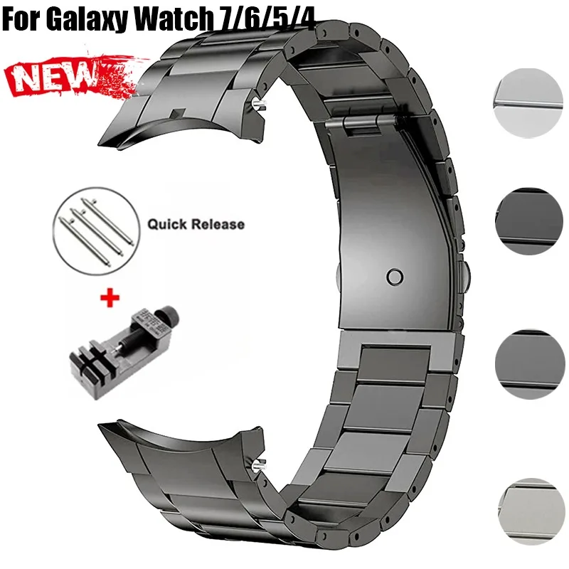 Titanium roestvrijstalen band voor Samsung Galaxy Watch 7 40/44 mm 6Classic 47 mm band voor Galaxy Watch 7 6 5 4 Geen gaten polsband - afbeelding 2