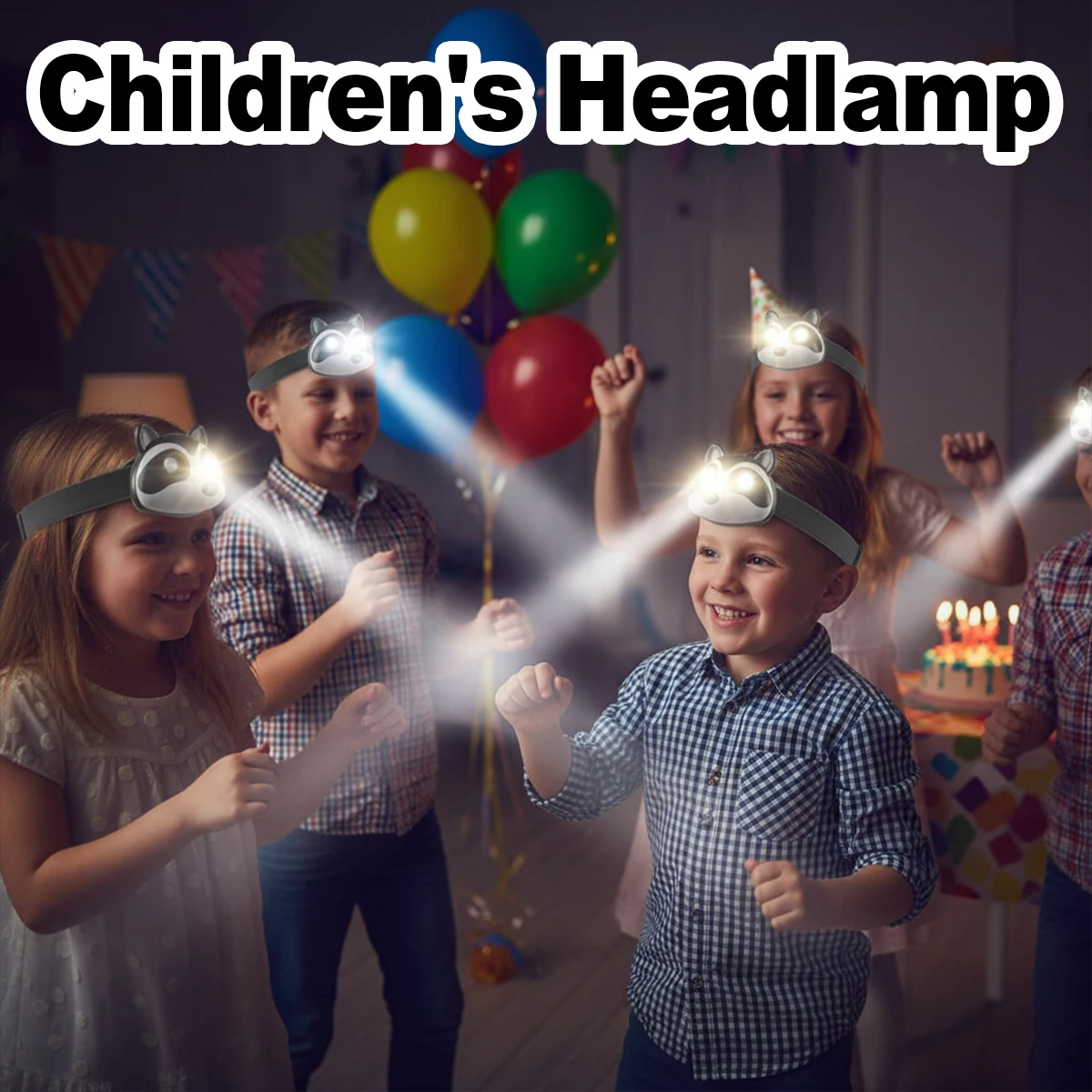 

Rechargeable Cute Cartoon Led Headlamp Adjustable Head Torch Lamp For Hiking Childrens Waterproof Running Light Portable Camping