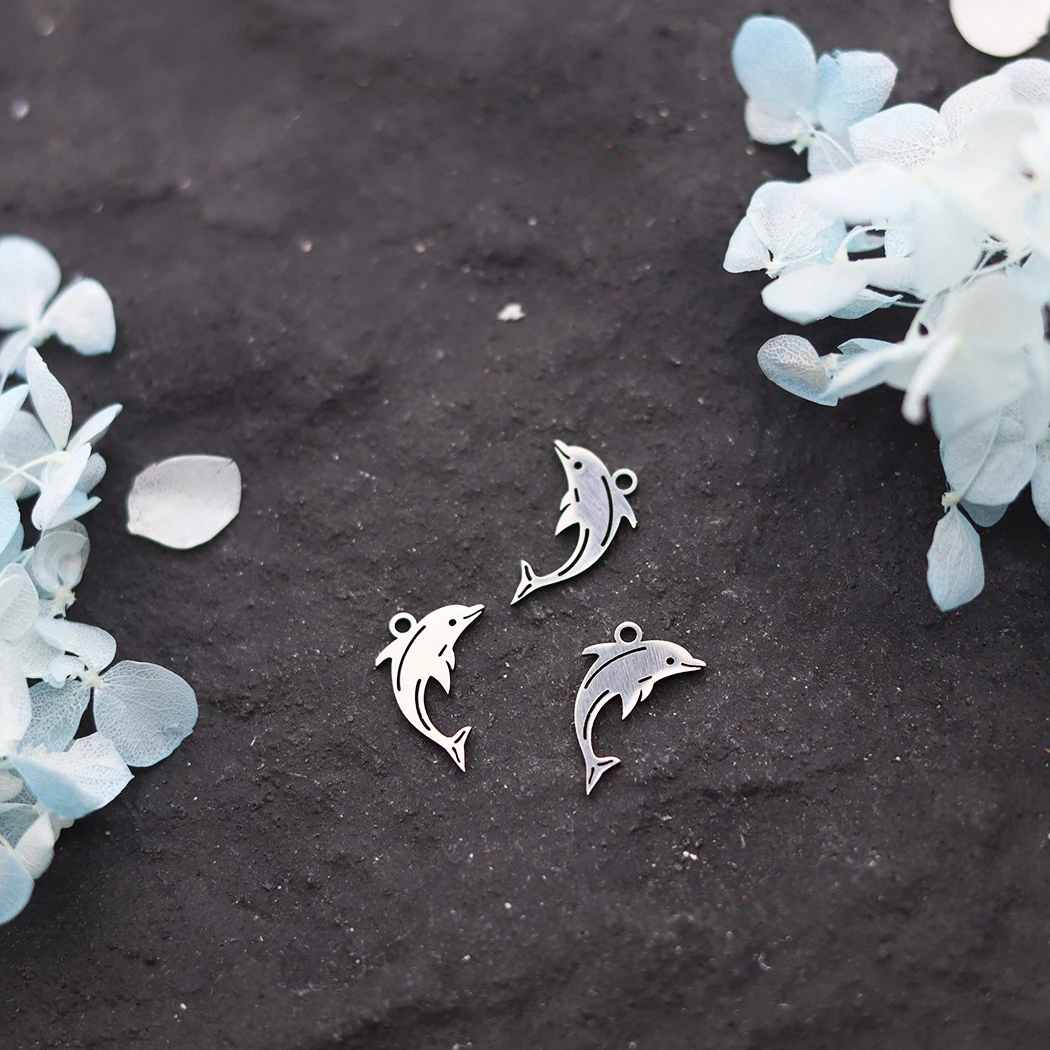 3pcs Sea Whale Fish Charms Stainless Steel Charms For Necklace Bracelets Earrings DIY Jewelry Making Craft Small Dolphin Pendant