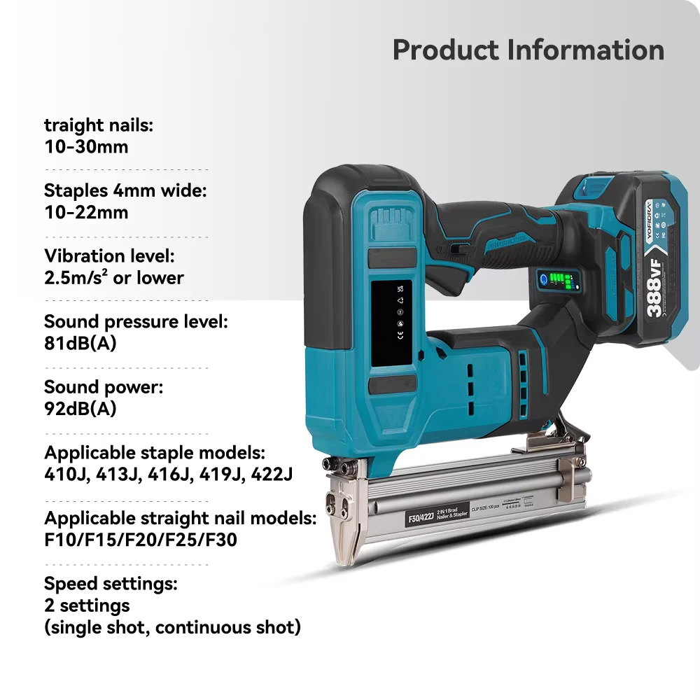 Image of Für Makita Akku-Nagler: 18V, 10-30mm Nagelgröße, geringe Vibration für Holzarbeiten, Möbelmontage & Heimrenovierungs-Nagelarbeiten.