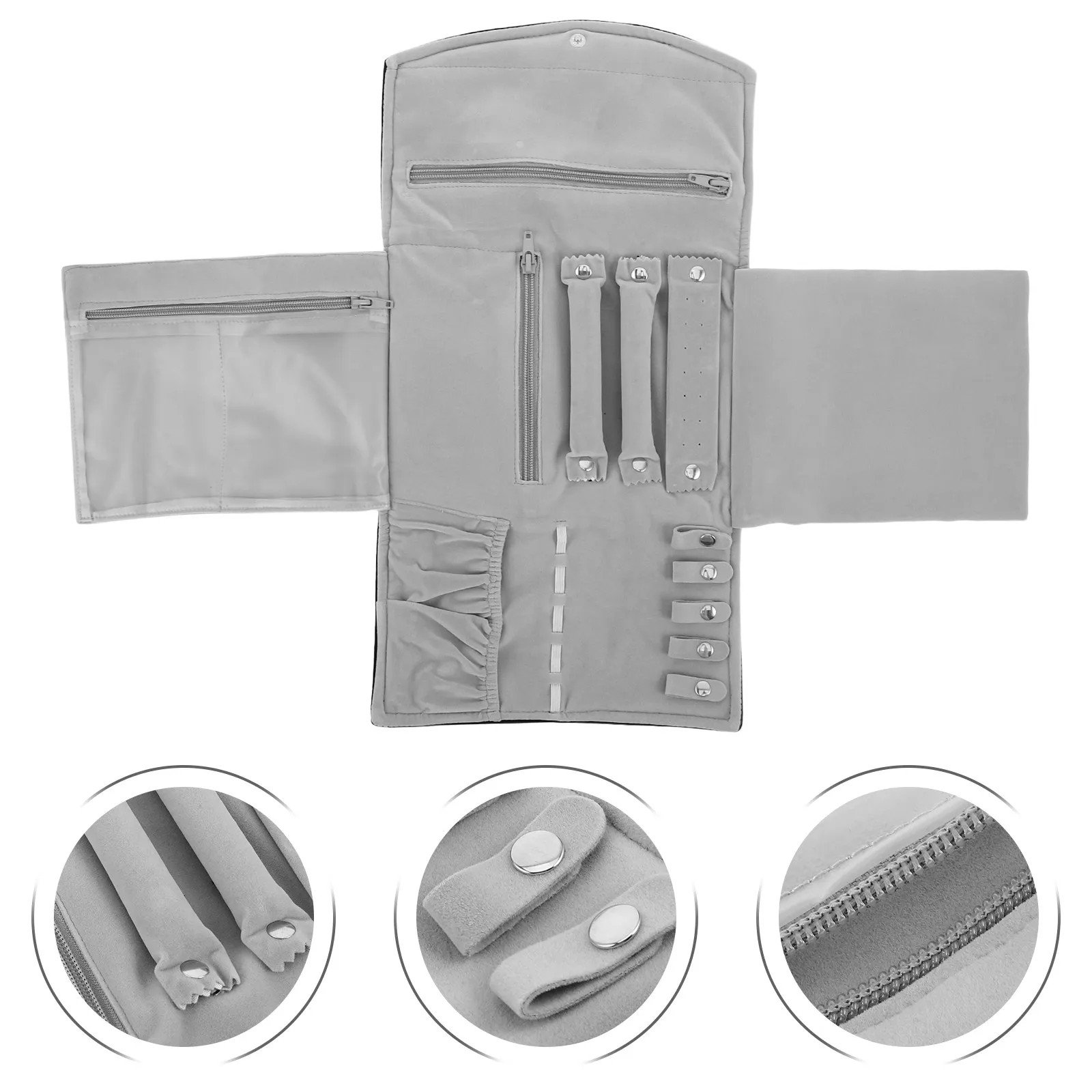 Jewelry Roll Bag Soft Travel Organizer Multi-Compartment Scratchproof Necklace Ring Earring Storage Pouch Portable Accessories