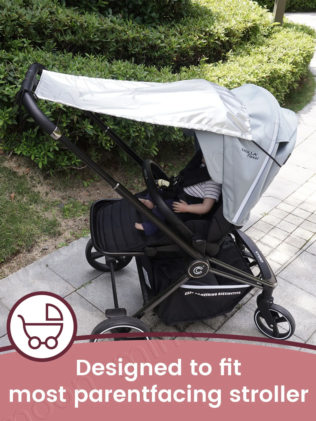 Universal Baby Stroller Sun Shade with Viewing Window, Water-Resistant UPF Sun Protection for Full Coverage
