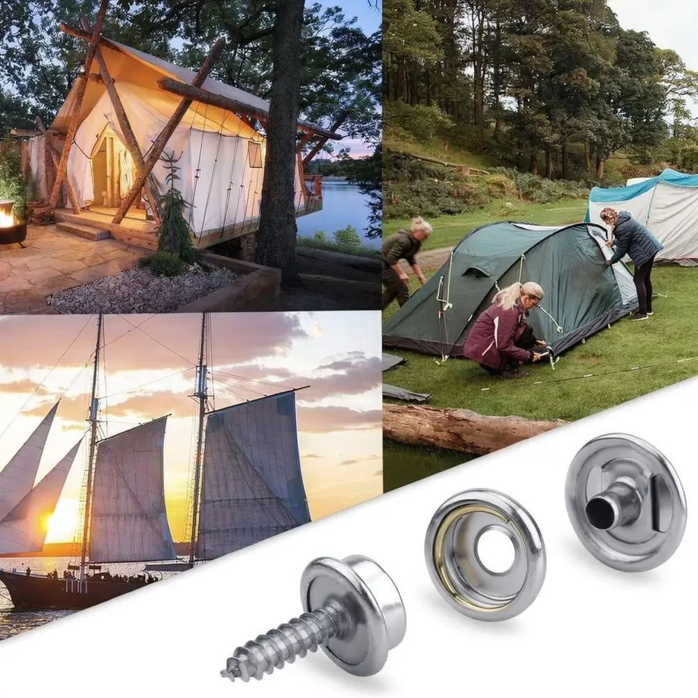 Stainless Steel Snap Fasteners Kit Screw Studs For Marine Canvas Boat Cover Tent Upholstery Fabric Repair Sewing Craft Hardware