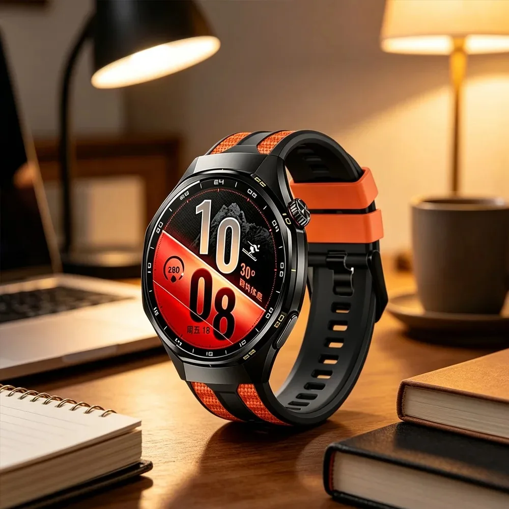 Official 22mm Two-color Silicone Strap for Huawei Watch 5 4 GT7/6/5/4/GT7 Pro 46mm Wristband Huawei Watch Ultimate 2/GT Runner 2