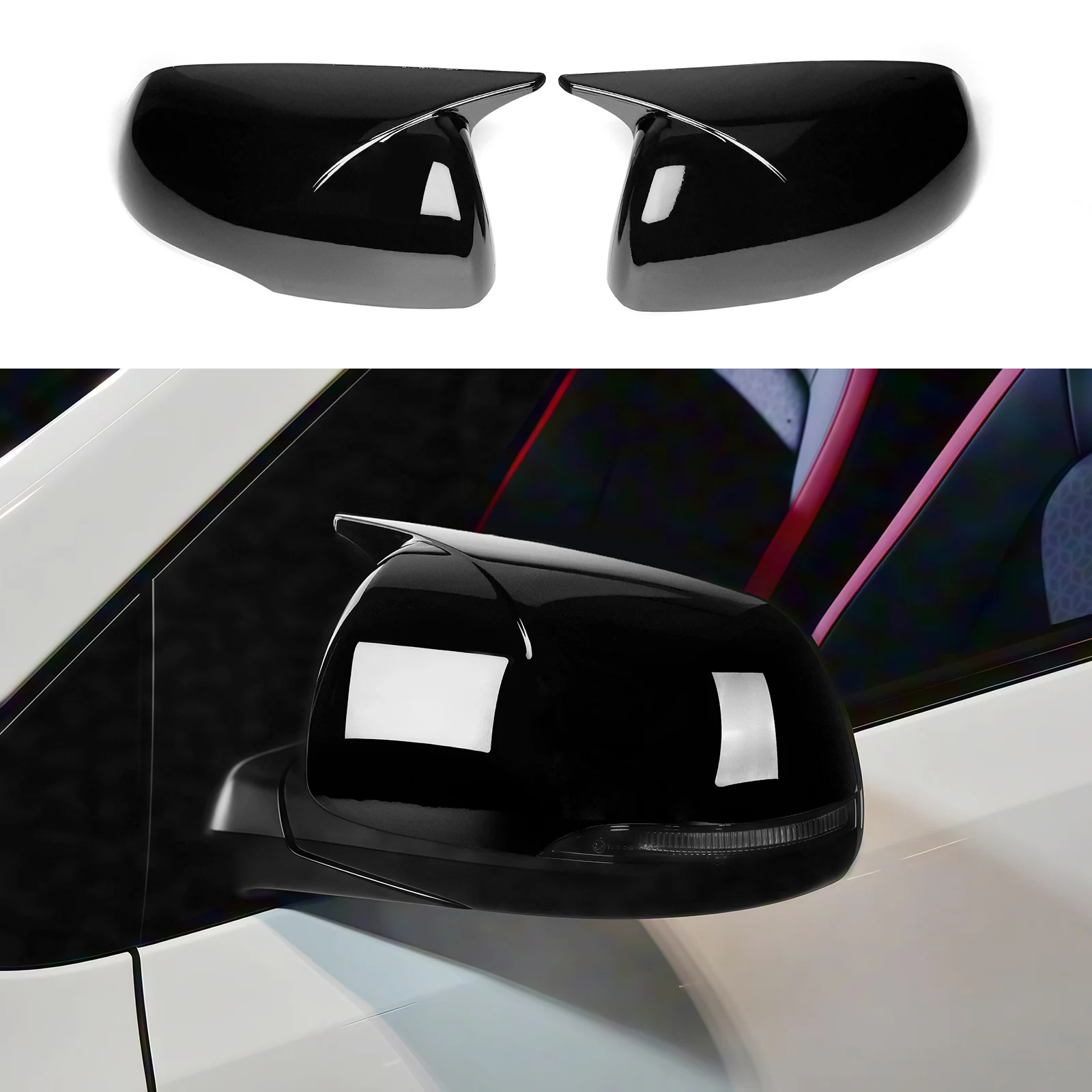 

Glossy Black Rearview Mirror Cover ABS Rear View Mirror Trim Cap Housing For Kia Morning Picanto 2021-2023 Exterior Accessories