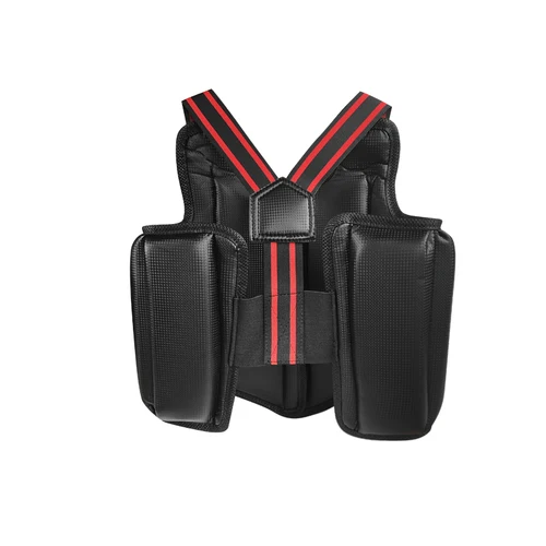 Imagen 2 del producto Sanda Protector de pecho Taekwondo Karate PU cuero Protector de pecho abierto entrenamiento competición equipo de protección protector de pecho negro Unisex