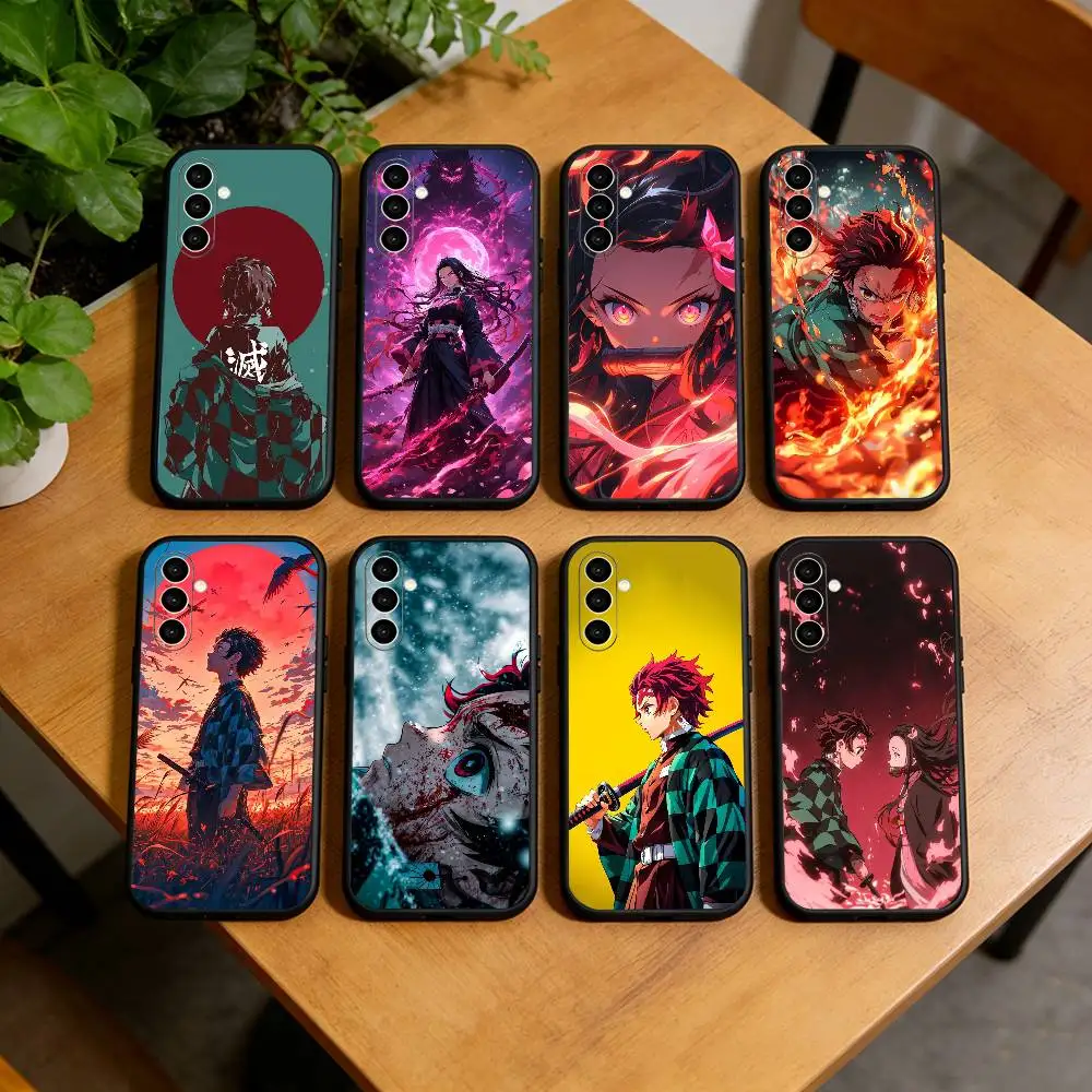 Demon Slayer Tanjiro Nezuko  Phone Case Black Silicone Soft For Samsung Galaxy A73,A72,A71,A70,A53,A52,A51
