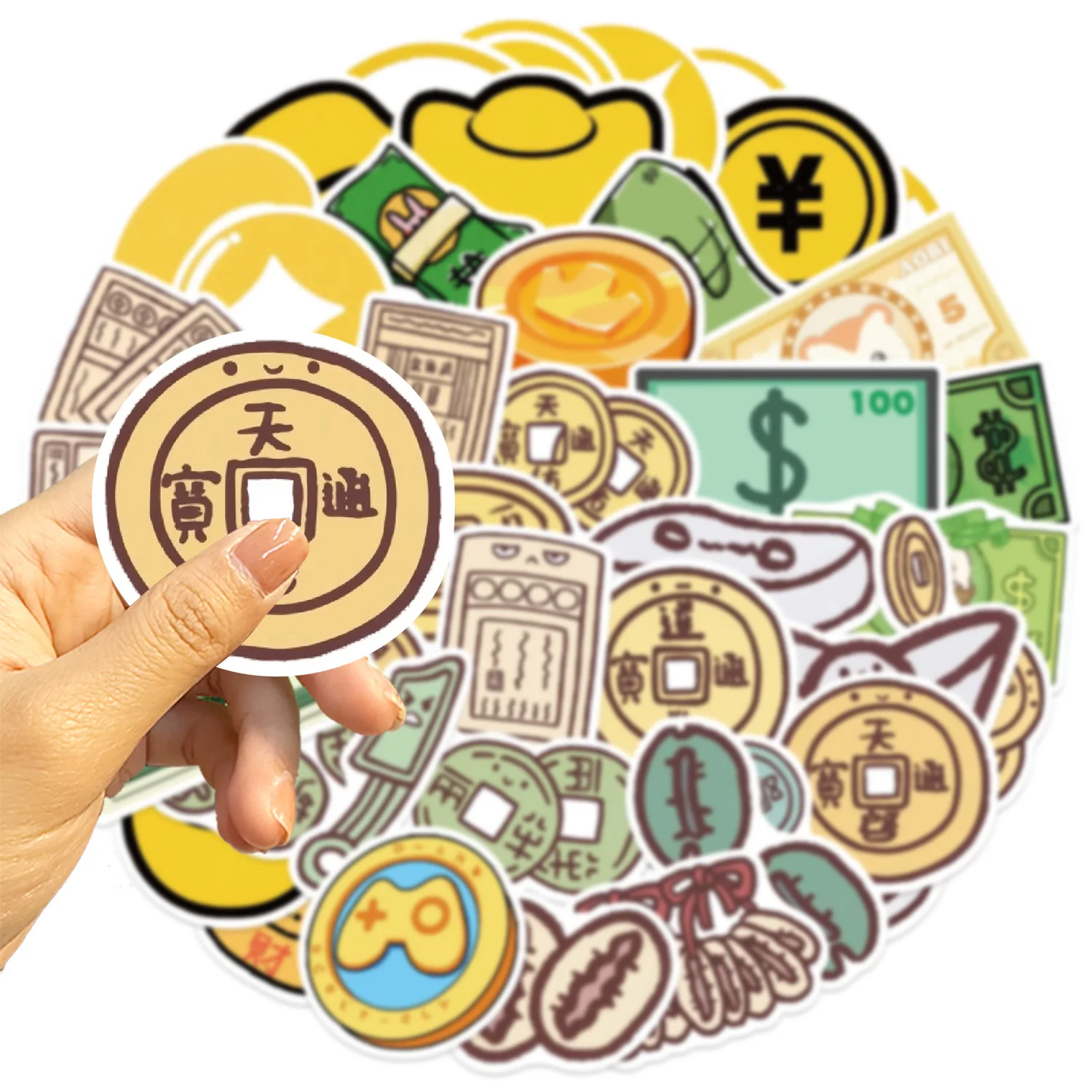 

10/30/50PCS Funny Cartoon Banknote Currency Sticker Personalized Graffiti Decorative Decal Toys DIY Scooter Stationery Box