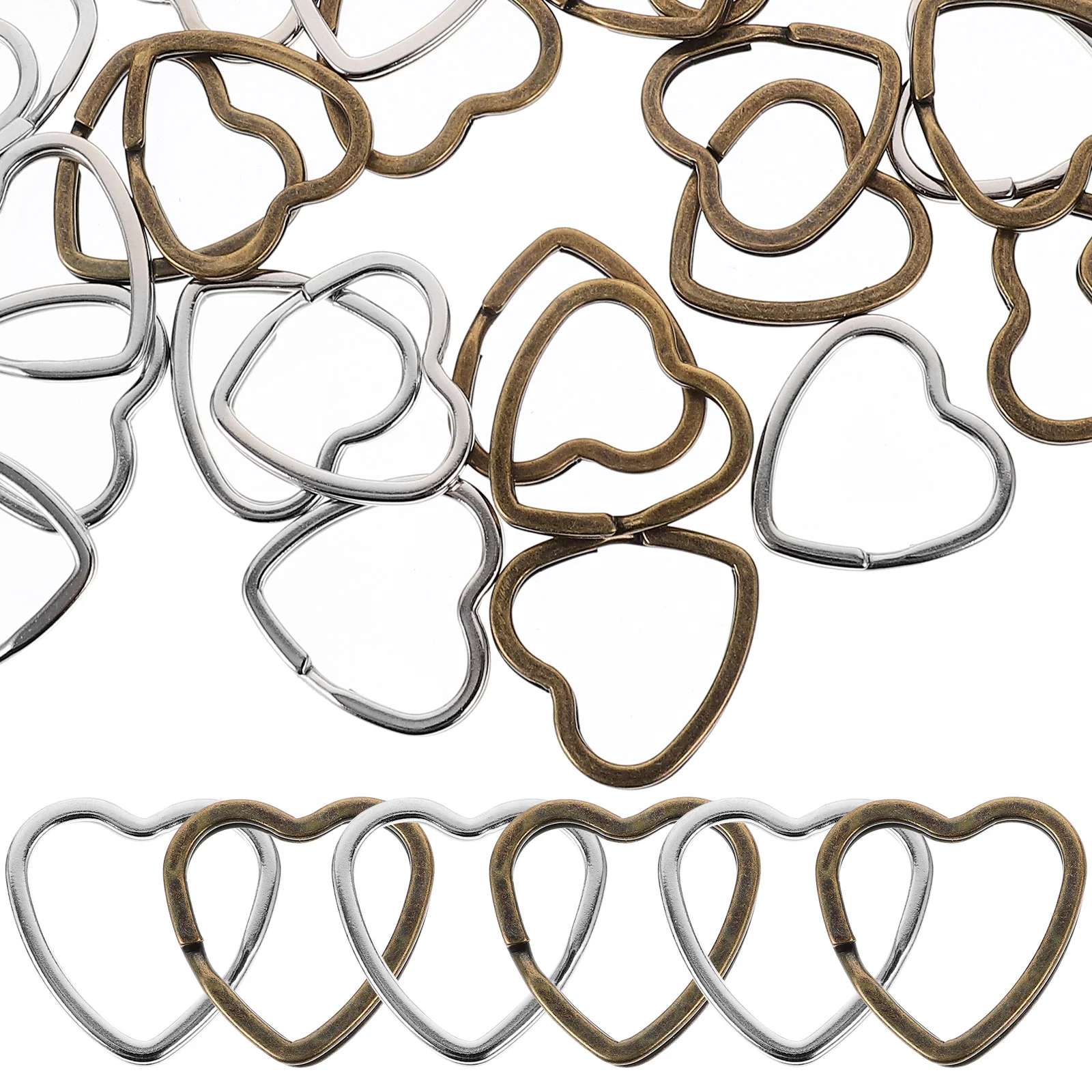 

40 Pcs Key Lanyard Chain Portable Rings for Retro Style Large Heart Shape Split