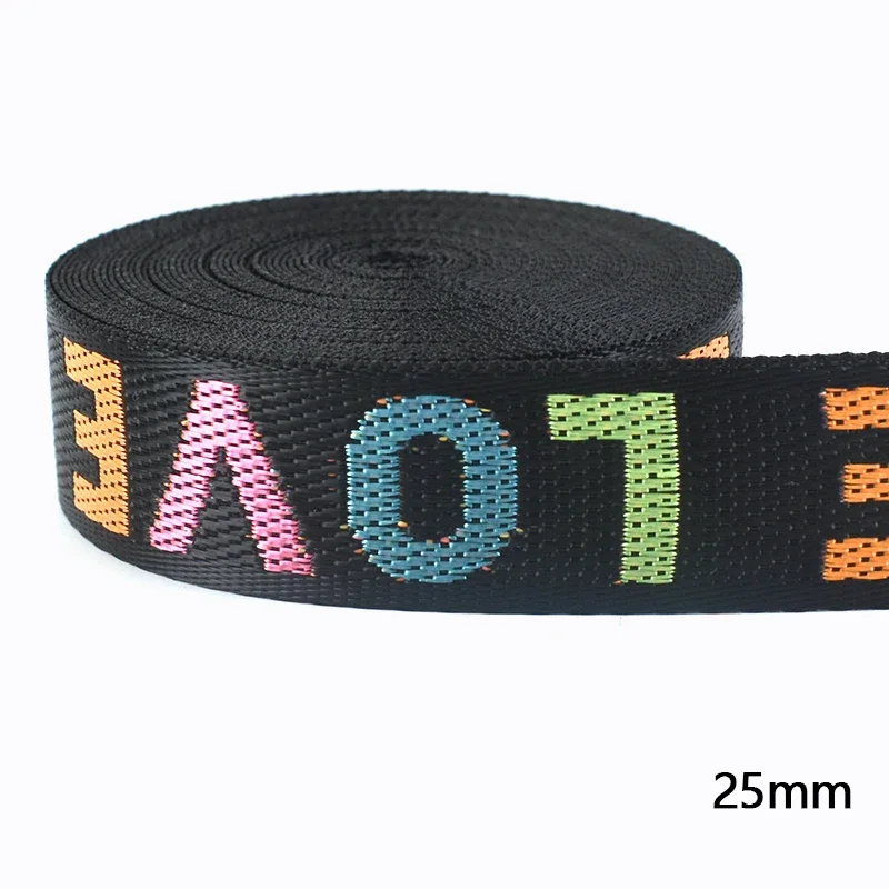 5Yards 25/38mm Liebesbrief Gurt bänder Nylon Jacquard Bänder für Taschen Riemen Handtasche Gürtel Schräg bindung DIY Näh zubehör