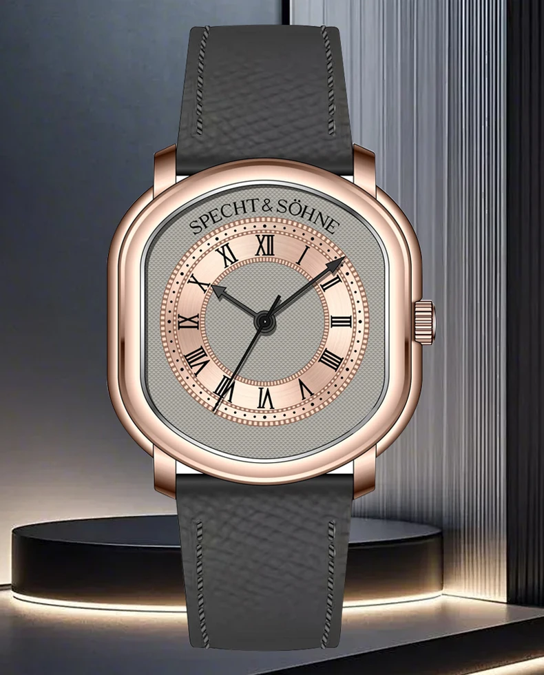 2025 New Fashion Specht & Söhne Vintage Men's Watch PVD Gold Stainless Steel Watch Genuine Leather Japan VH31 Movt Waterproof