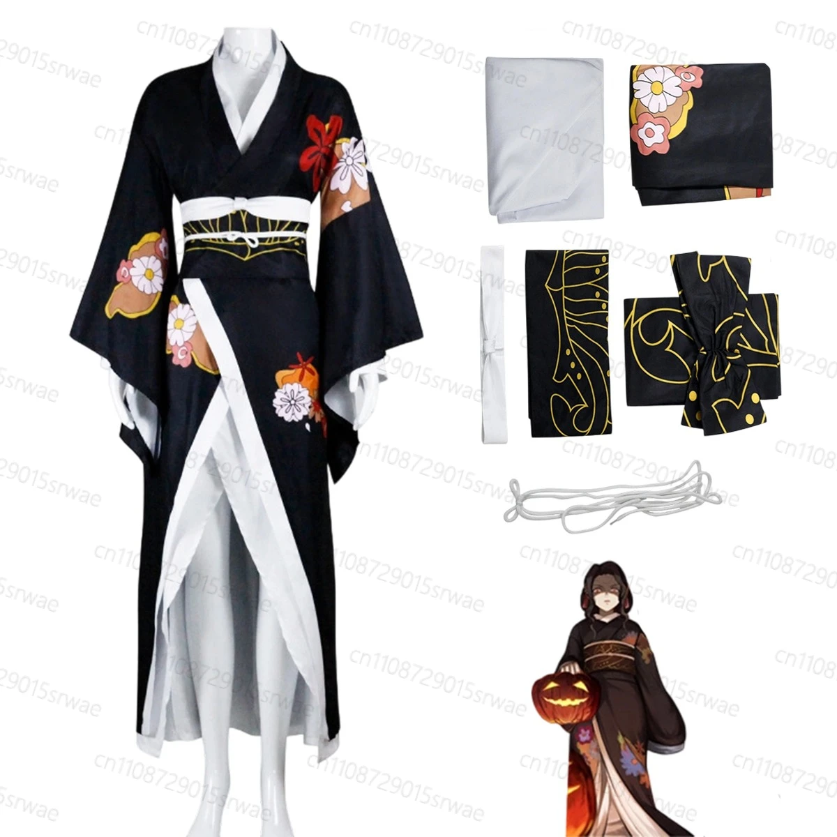 

Anime Demon Killer Cosplay Costumes Kibutsuji Muzan Kimono Cosplay Costume for Women Demon Black Clothes Cosplay Costumes