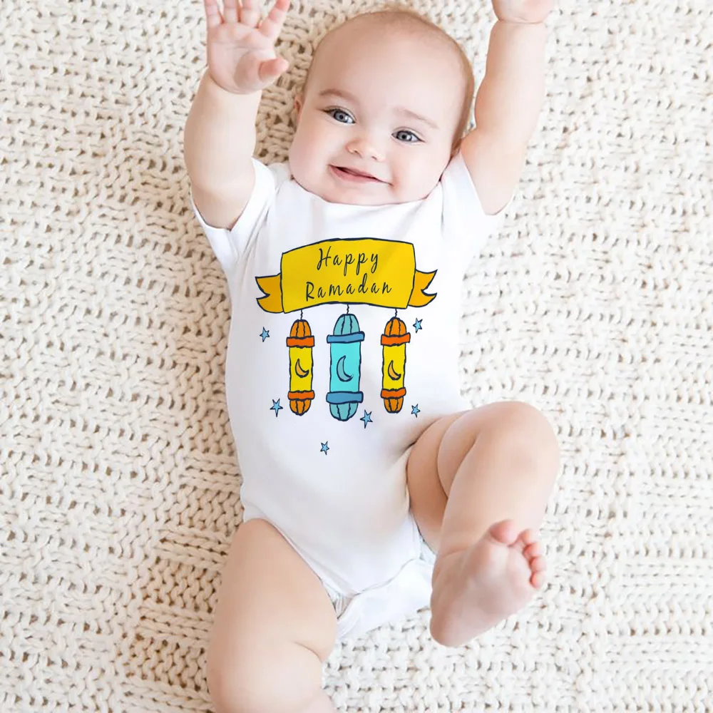 Baby Bodysuit Happy Ramadan Print Toddler Romper Ramadan Kareem Baby Jumpsuit Boys Girls Clothes Newbron Gift Infant Outfit