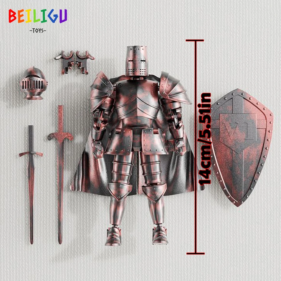 Medieval Knight Multi-Joint Movable DIY Action Figures Weapon Warrior Robot Sword Shield Assembly Toy Children's Holiday Gift