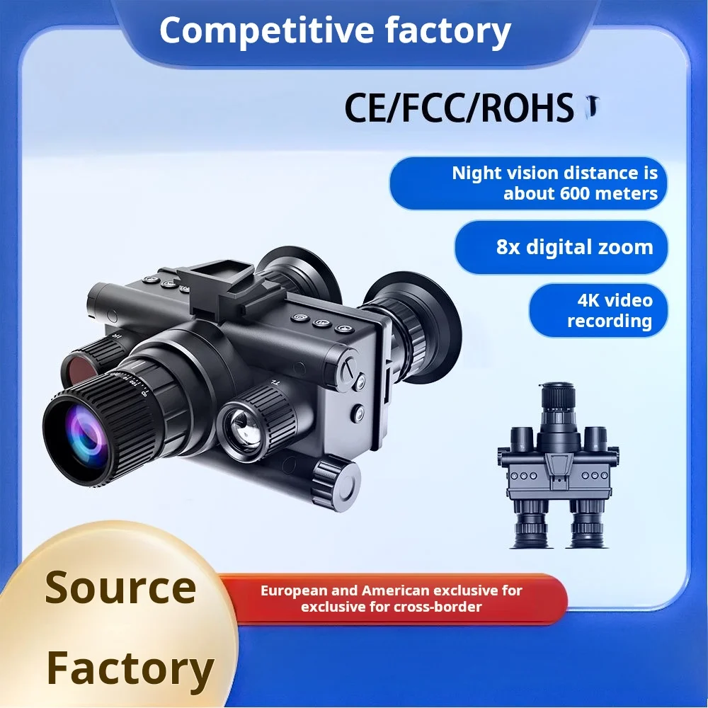 

Helmet-style 4K infrared night vision binoculars, rechargeable, tactical night vision goggles with flashlight,Suitable for hunt