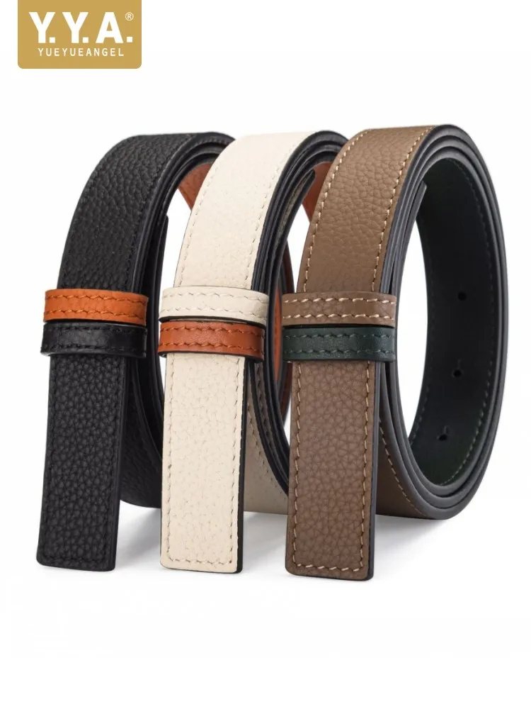 

Fashion Women Real Cowskin Belt Accessory Colors Panelled Office Ladies Work Genuine Leather Strap For Pants Casual Waistband