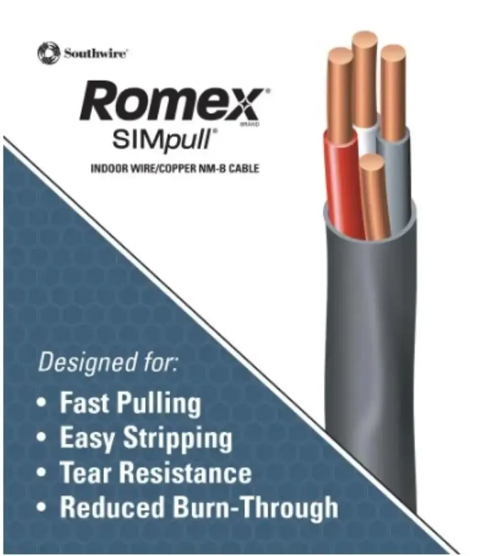 

Southwire 63950002 Кабель NM-B, 120 футов, 6 калибра, 3 провода, неметаллическая оболочка, черный