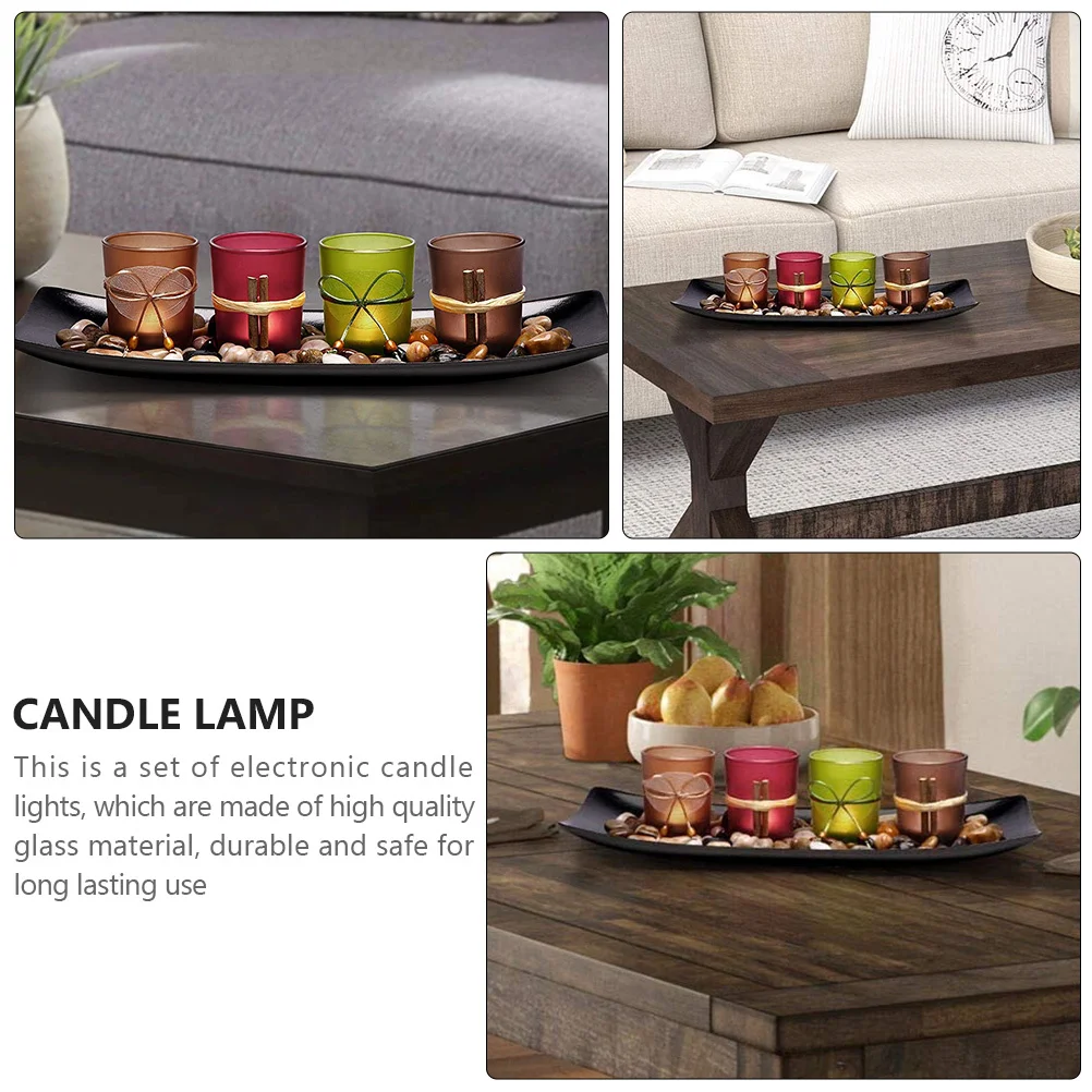 

LED Lights Decorative Lamps Glass Material Safe Smokeless Party Wedding Home Decor Electric Candles Lamp