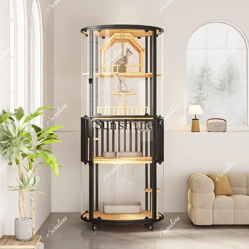 Large cylindrical cat villa four-story luxury large space solid wood cat cabinet household FT